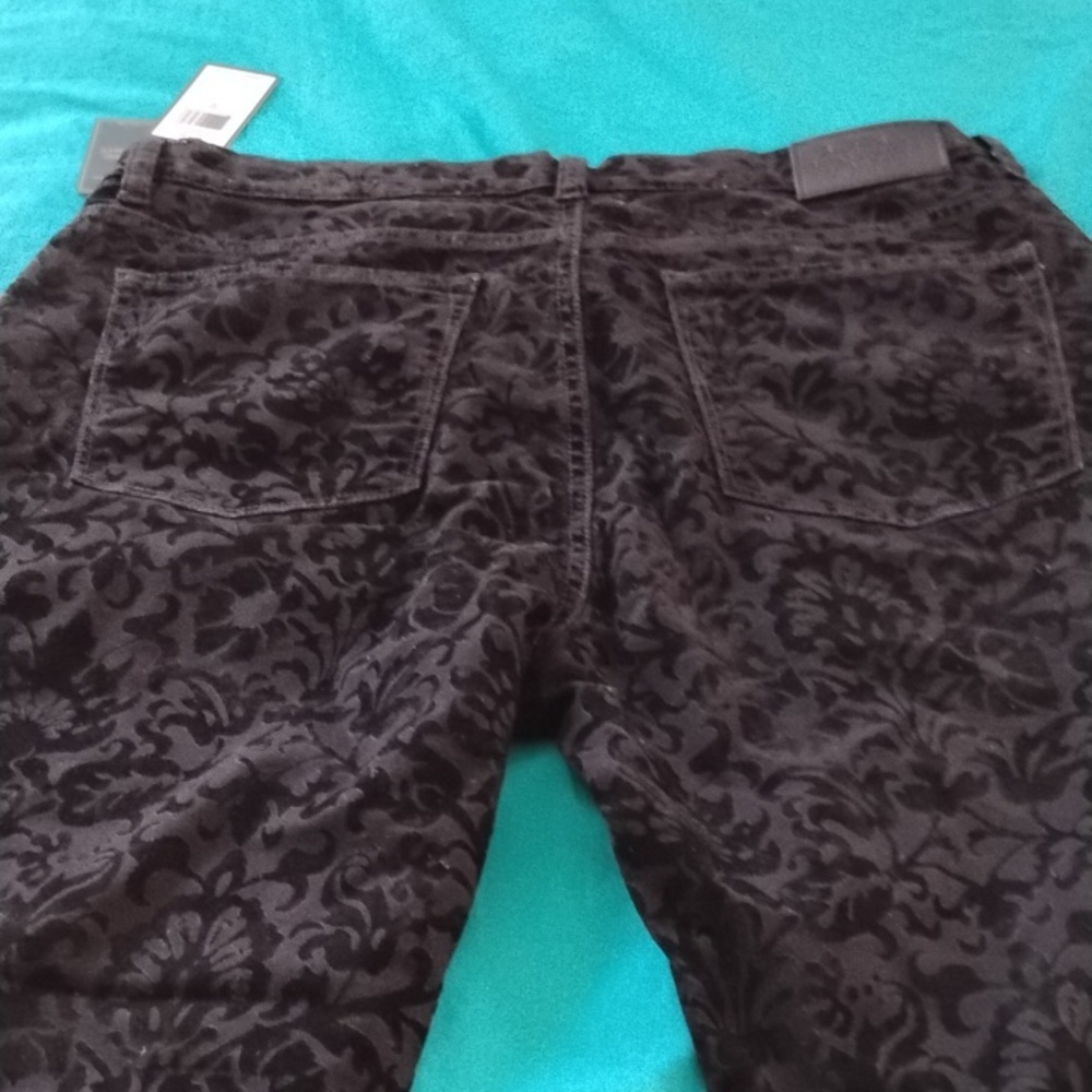 Lauren By Ralph Lauren Black Burnout Velvet Straight Leg Jeans Size 16 NWT - Picture 8 of 9